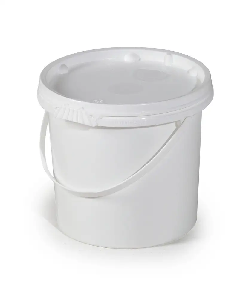 Secchio UN in PP, 5,5 l, bianco con coperchio e manico in plastica, confezione = 10 pezzi