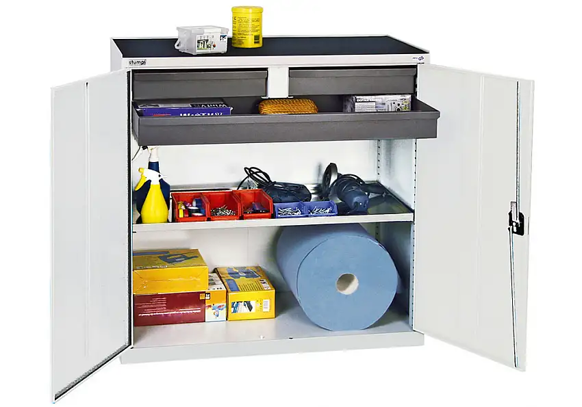Armadio Professional 3000 per utensili e materiale, 3 cass., 1 rip. a vasca, grigio, L 1000 mm
