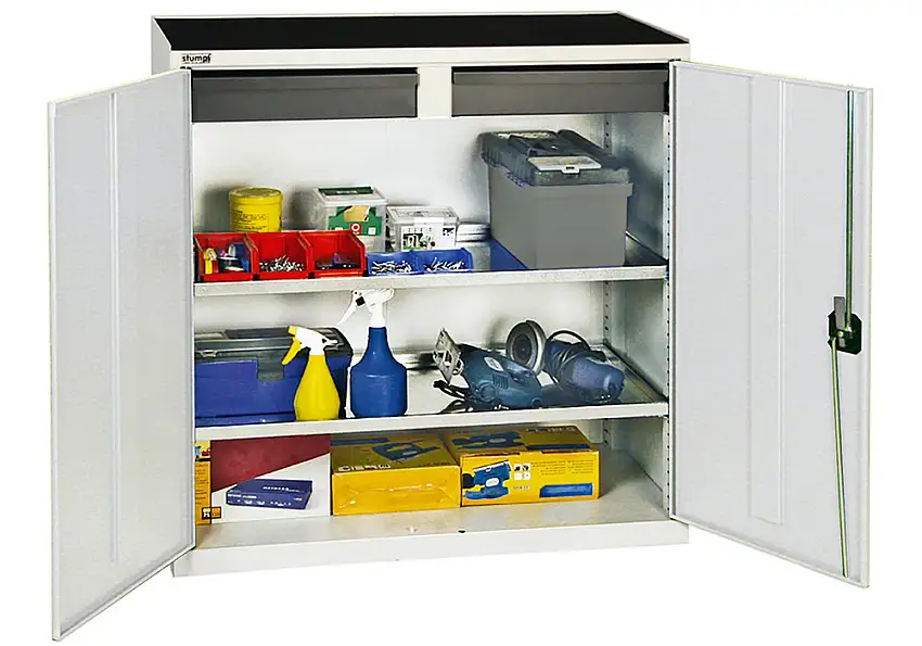 Armadio Professional 3000 per utensili e materiale, 2 cass., 2 rip. a vasca, grigio, L 1000 mm