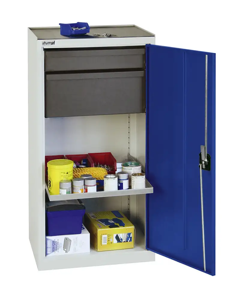 Armadio Professional 3000 per utensili e materiale, 2 cass., 1 rip. a vasca, grigio/blu, L 500 mm