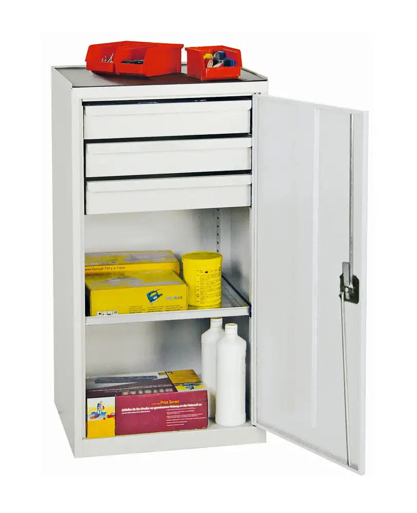 Armadio Professional 2000 per utensili e materiale, 3 cassetti e 1 ripiano, grigio, L 500 mm