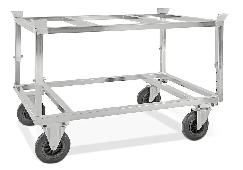 Carrello KM per Europallet, zincato, regolab. in altezza 655-835 mm, 800 kg, ruote in gomma piena