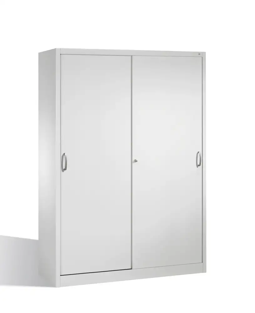 Arm. Cabo per utensili, con porte scorrevoli, 8 ripiani di stocc., L1600, P500, H1950 mm, grigio