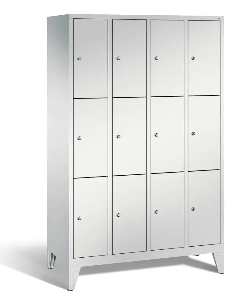 Armadio Cabo a scomparti, su piedini, 12 scomparti, L 1190, H 1850, P 500 mm, grigio/grigio