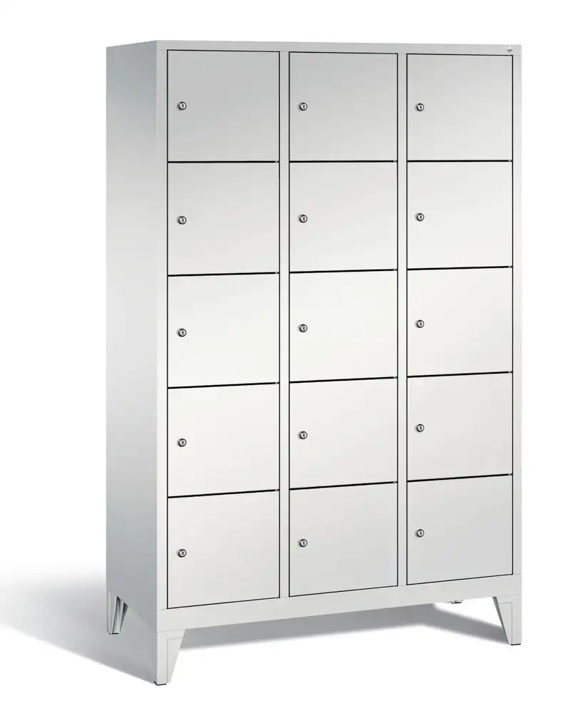 Armadio Cabo a scomparti, su piedini, 15 scomparti, L 1200, H 1850, P 500 mm, grigio/grigio