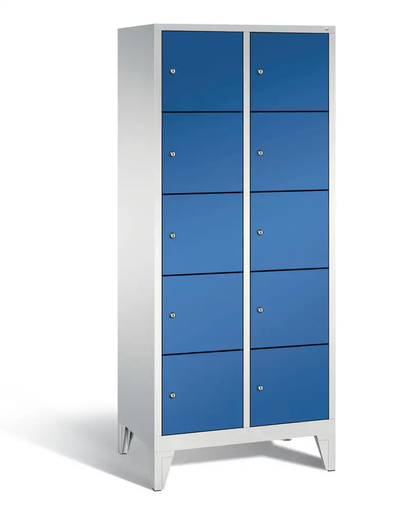 Armadio Cabo a scomparti, su piedini, 10 scomparti, L 810, H 1850, P 500 mm, grigio/blu