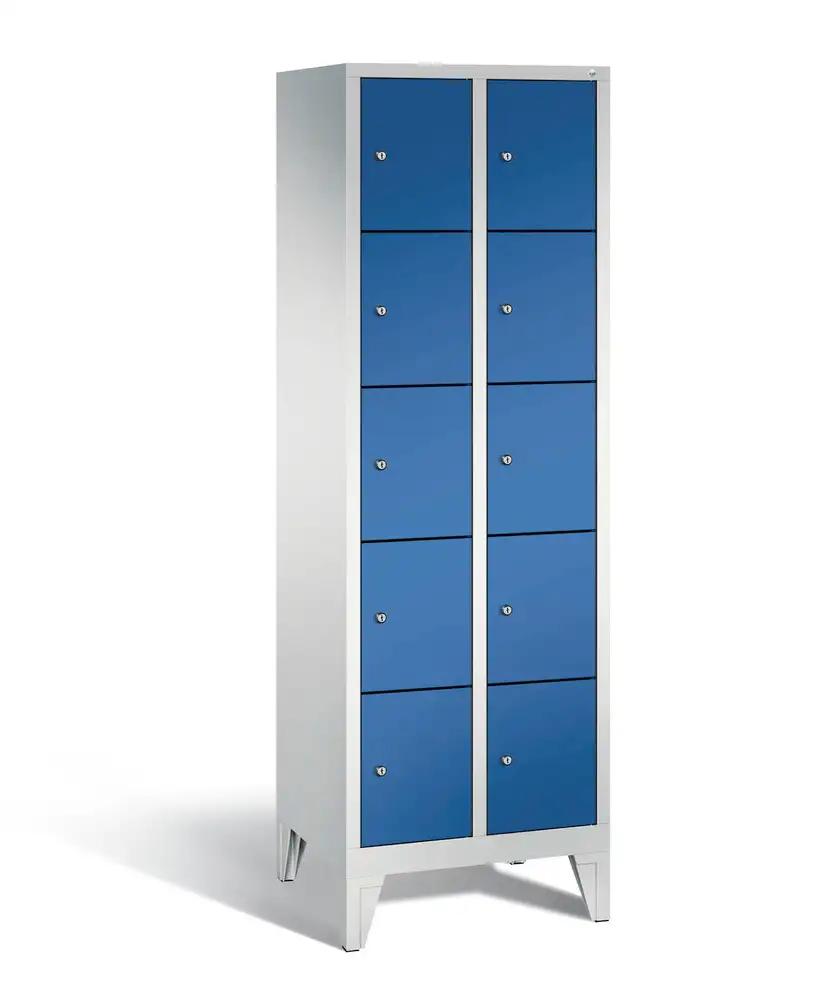 Armadio Cabo a scomparti, su piedini, 10 scomparti, L 610, H 1850, P 500 mm, grigio/blu