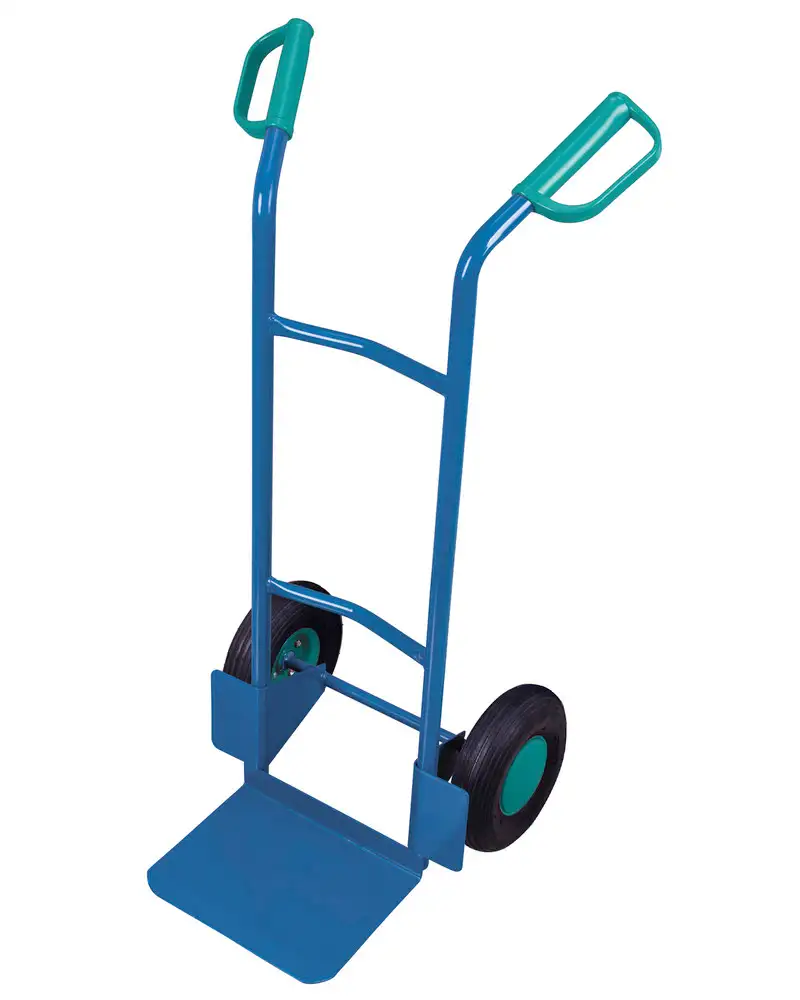 Carrello di trasporto DENIOS classic-line in acciaio, pneumatici, pala 320x250mm, 200 kg