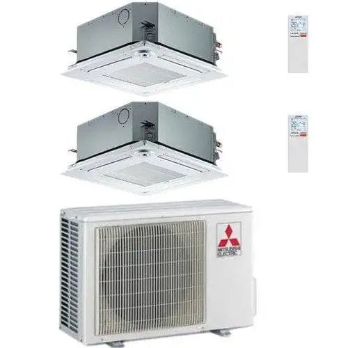 Condizionatore Climatizzatore Mitsubishi Electric Dual Split Cassetta R-32 60X60 12000+12000 BTU Con MXZ-2F53VF4 Wi-Fi Optional