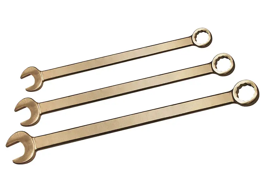 Set chiavi a cricchetto,10 pz, extra lunga, ap. chiave 10-32 mm, br. spec., antiscintilla, x zone Ex