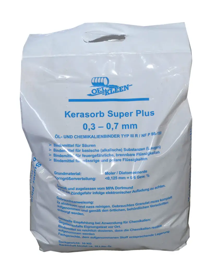 Granulato Kerasorb SuperPlus, assorb. x olio e sost.chimiche, chimic. inerte, grana fine, sacco 10kg