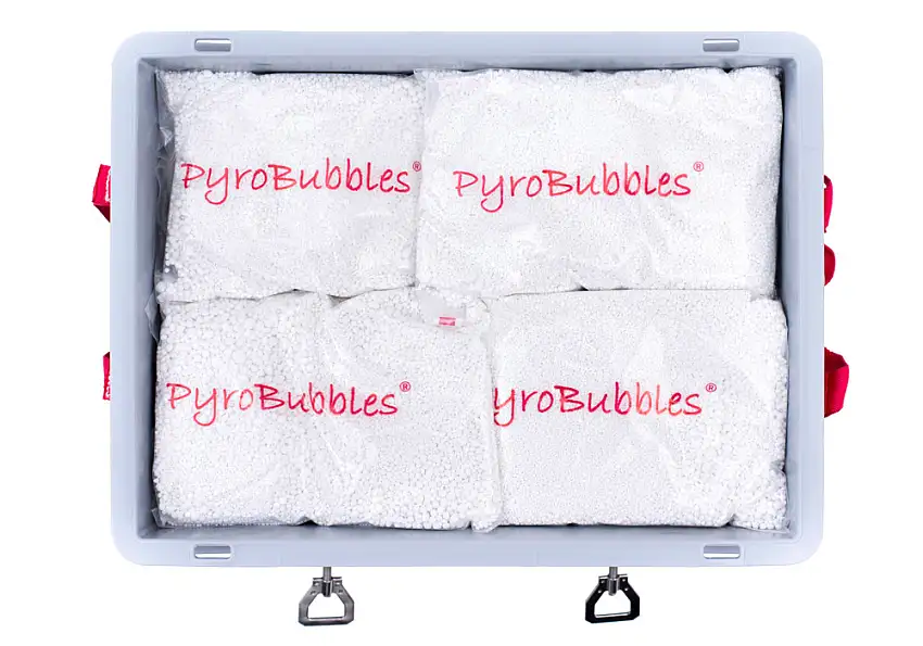 Box in PP per trasp. batt. ioni di litio, vol. 84 l, S-Box 2 Basic, mat. riempimento PyroBubbles®