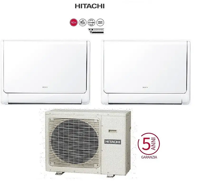 Condizionatore Climatizzatore Hitachi Dual Split airHome Floor R32 9000+9000 BTU Con RAM-G55N2HA(B)E Wi-Fi Optional