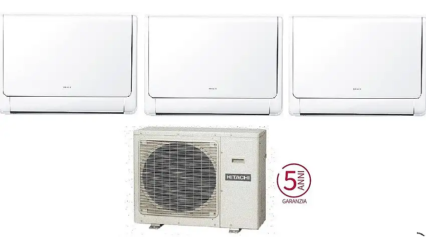 Condizionatore Climatizzatore Hitachi Trial Split airHome Floor R32 9000+9000+12000 BTU Con RAM-G68N3HA(B)E Wi-Fi Optional