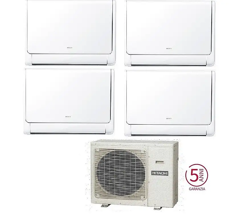 Condizionatore Climatizzatore Hitachi Quadri Split airHome Floor R32 9000+9000+12000+12000 BTU Con RAM-G70N4HA(B)E Wi-Fi Optional