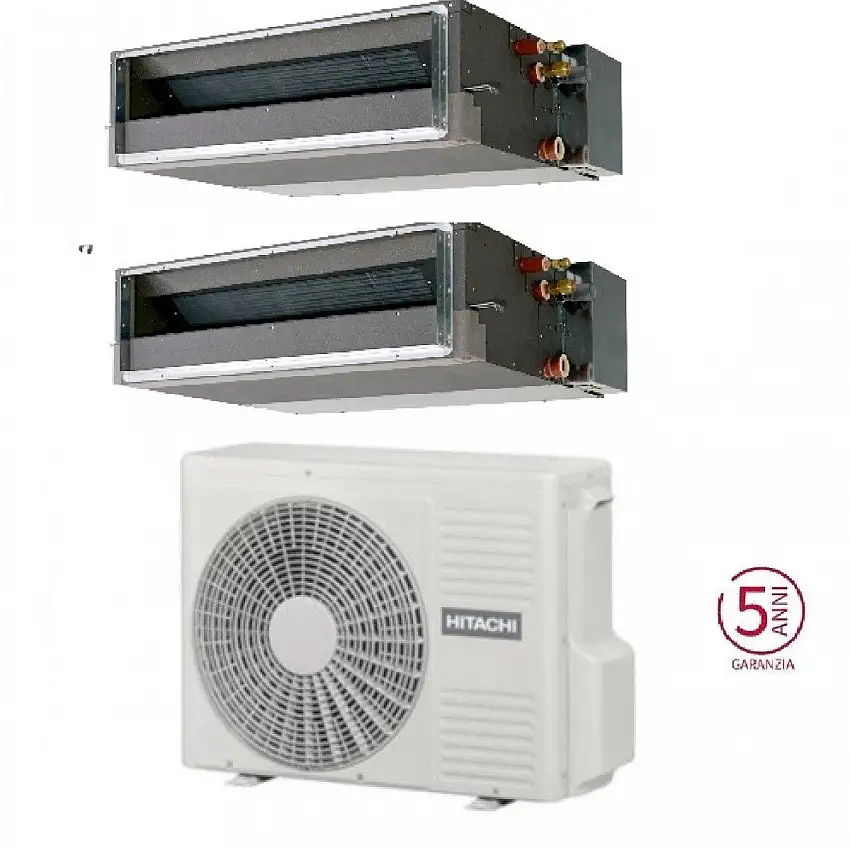Condizionatore Climatizzatore Hitachi Dual Split Canalizzato R32 9000+12000 BTU Con RAM-G55N2HA(B)E Wi-Fi Optional Con Comando