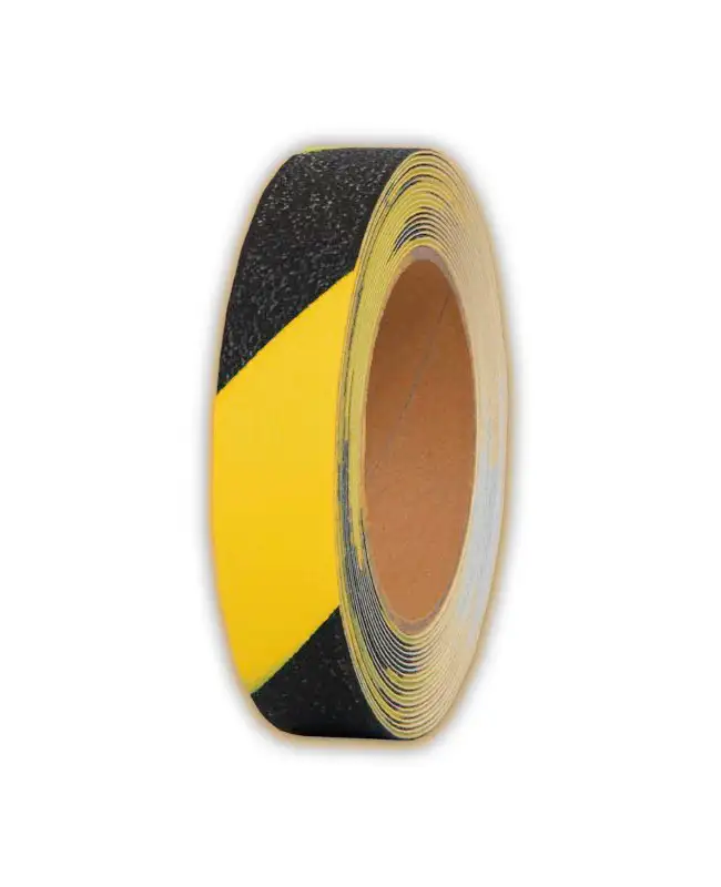 Strato antiscivolo m2™, Easy Clean, nero/giallo, rotolo 25 mm x 6 m