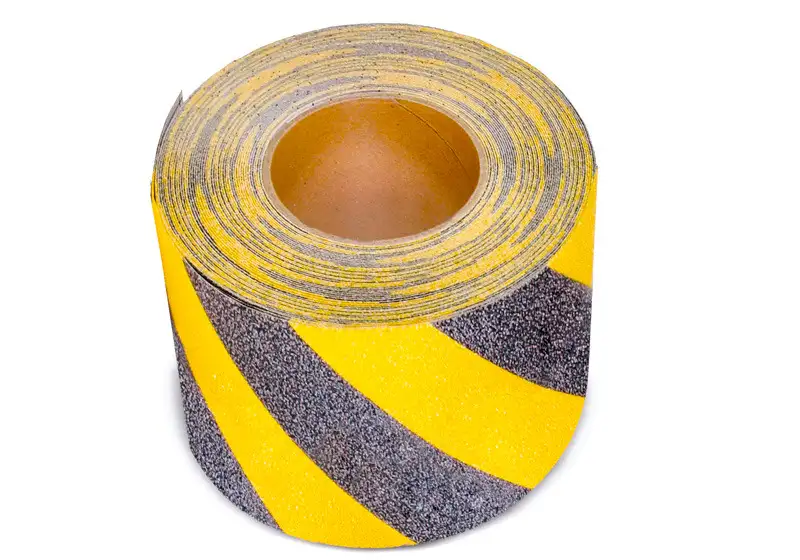 Rivestimento antiscivolo m2™, segnaletico, nero/giallo, rotolo 150 mm x 18,3 m