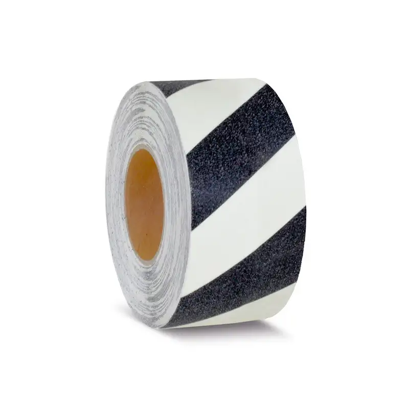 Strato antiscivolo m2™, fosforescente nero/giallo, rotolo 100 mm x 18,3 m