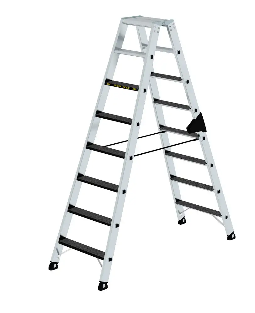 Scala a libro a gradini, in all., portata fino a 250kg, classe ten. antiscivolo R 13, 2 x 8 gradini