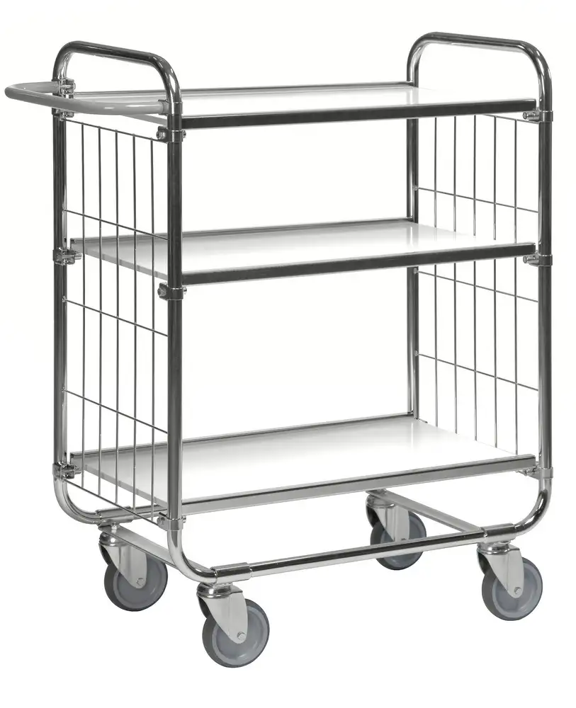 Carrello KM a ripiani, zincato., 3 rip. regolabili, LxPxH 945x470x1120 mm, 4 ruote orientab., freno