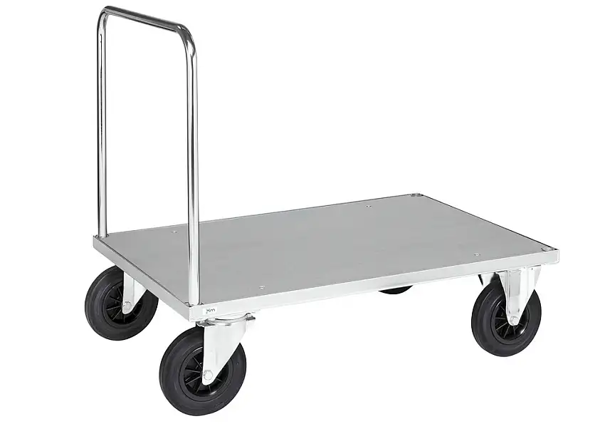 Carrello KM con maniglione di spinta, zincato, L x P 1000 x 700 mm, ruote in gomma piena