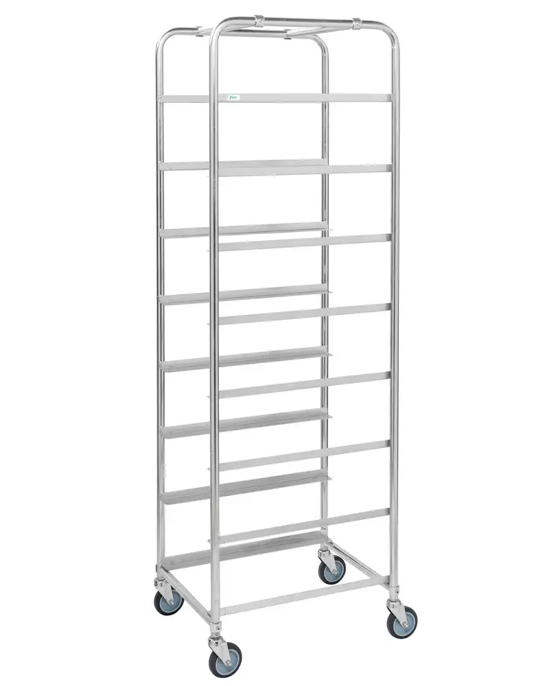 Carrello KM per casse, per 8 cassette Euro, zincato, PxLxH 460x590x1880mm, 4 ruote orient. in PU