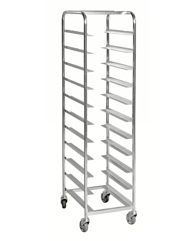 Carrello KM per casse, per 11 cassette Euro, zincato, PxLxH 460x590x1880mm, 4 ruote orient. in PU