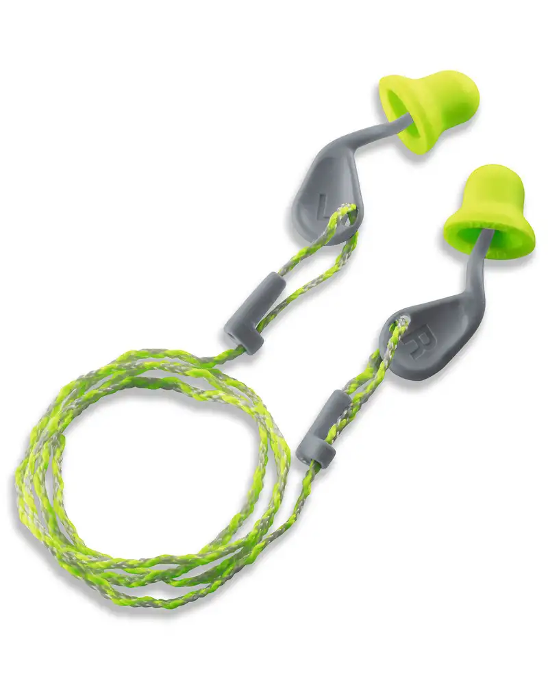 Tappi per protezione dell’udito uvex xact-fit, con manico e cordoncino, SNR 26, lime, conf.=50 paia