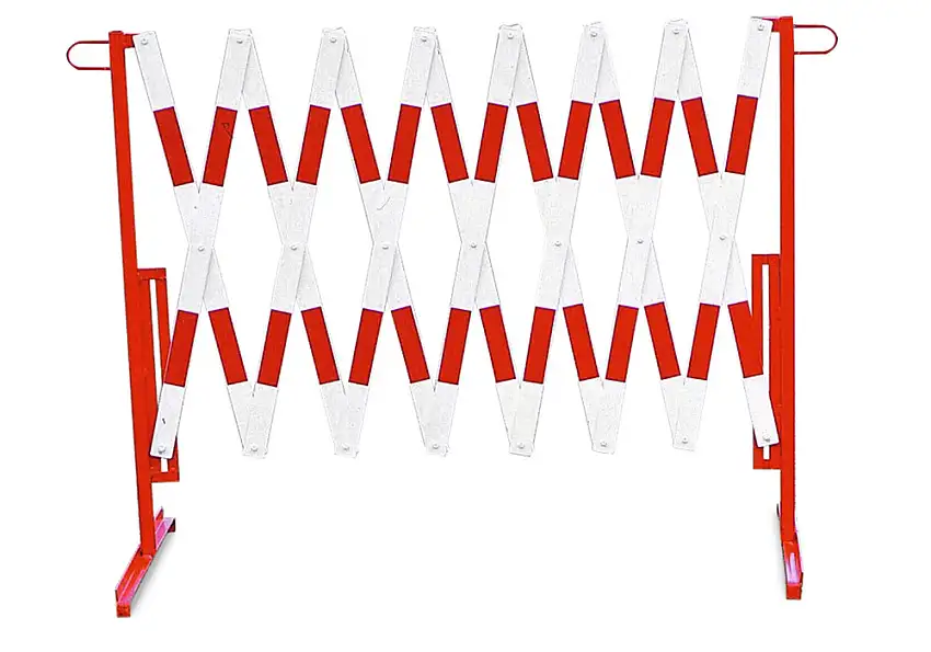 Barriera a fisarmonica in acciaio, con strisce rosse Reflex