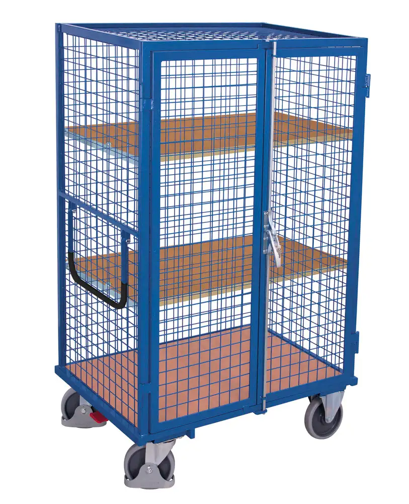 Carrello in grigl. con porta a 2 battenti e serratura di sicur., 3 ripiani, EasySTOP, 1045 x 685 mm
