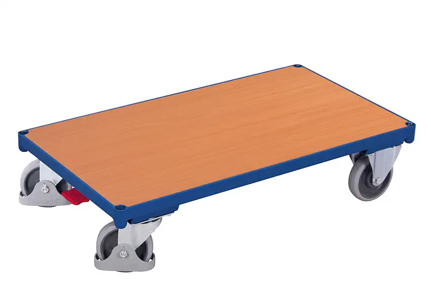 Carr. in acc. a piattaforma, senza manigl. di spinta, riv. a povere, ruote TPE, EasySTOP, 910x500mm