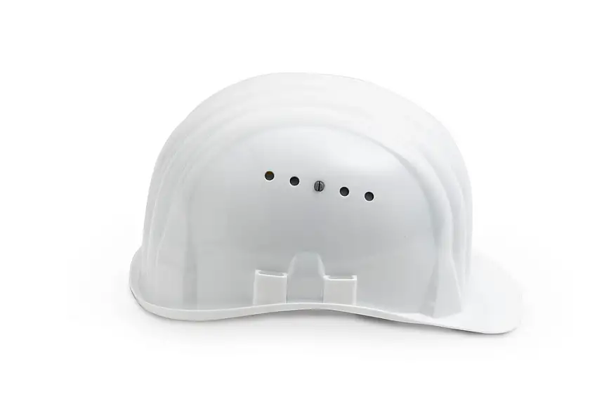 Elmetto di protezione Schuberth con cinghia a 6 punti, conforme a DIN-EN 397, bianco