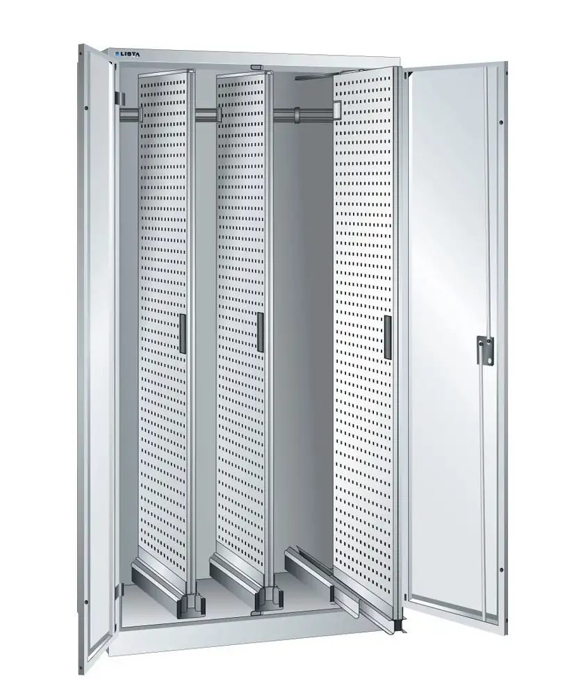 Armadio Lista con cassetti verticali, L 1000mm,3 cassetti con pareti forate, grigio chiaro, KEY Lock