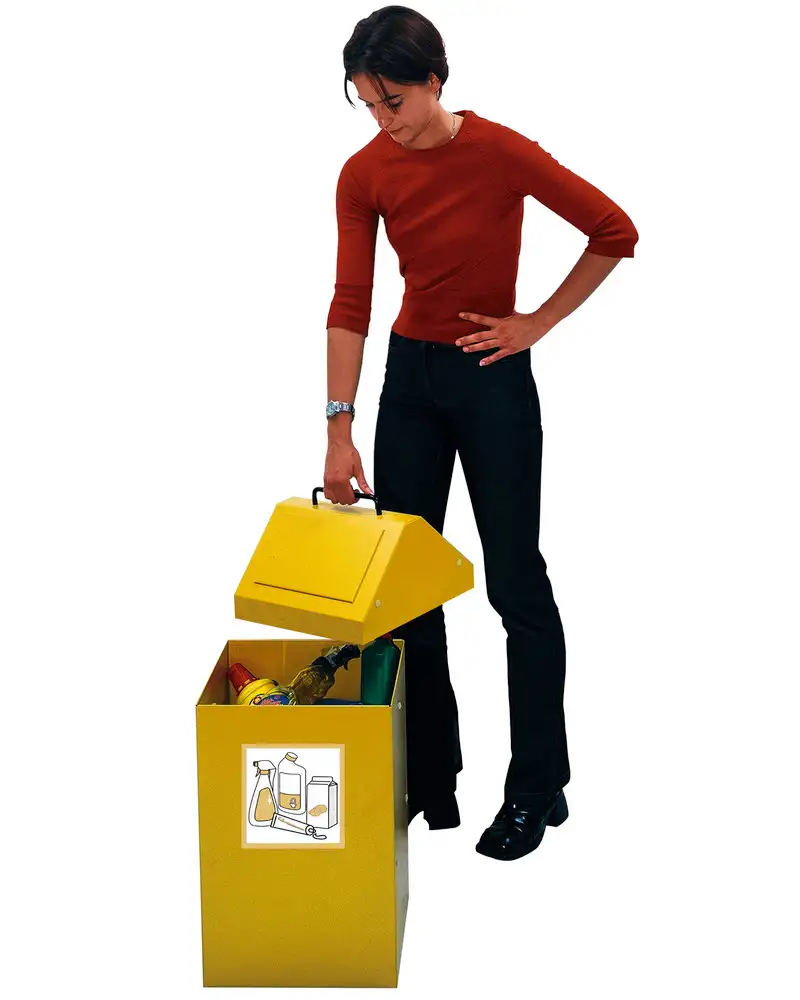 Contenitore ignifugo AB 45-S p. materiali riciclabili, acciaio,sede per sacchi rifiuti, fisso,grigio