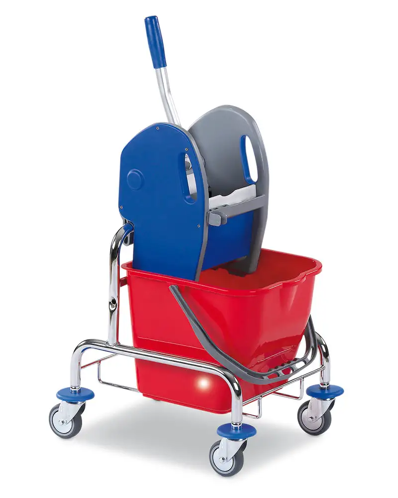Carrello di pulizia con un secchio da 17 litri e strizzatore a pressa