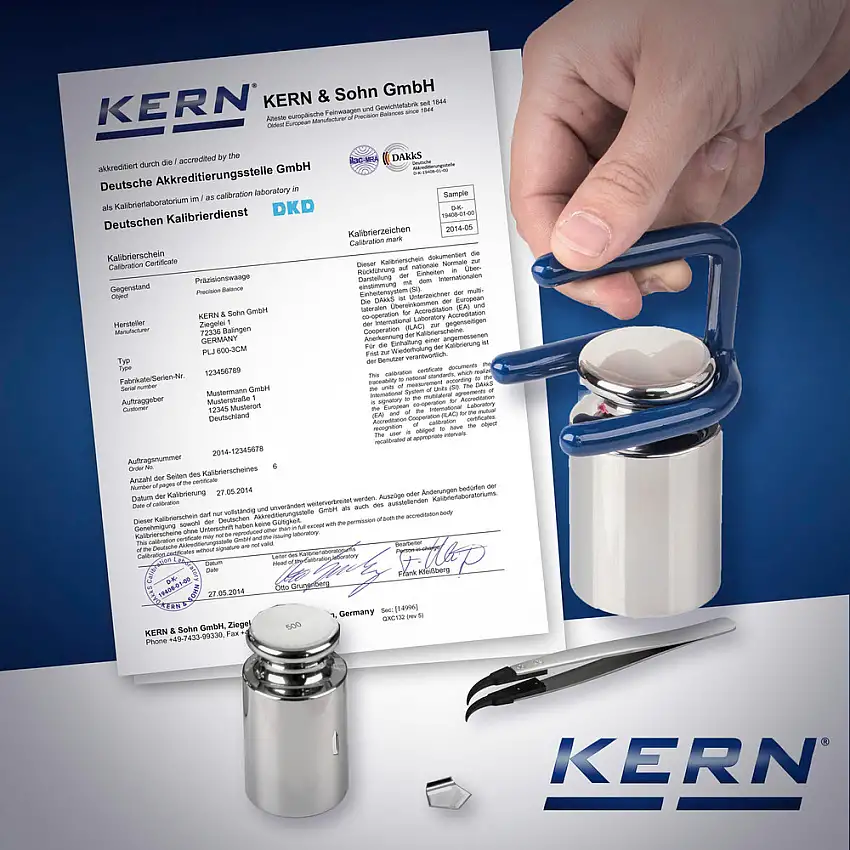 Certificato di calibrazione DAkkS KERN per bilance > 2,9 t ≤ 6,0 t
