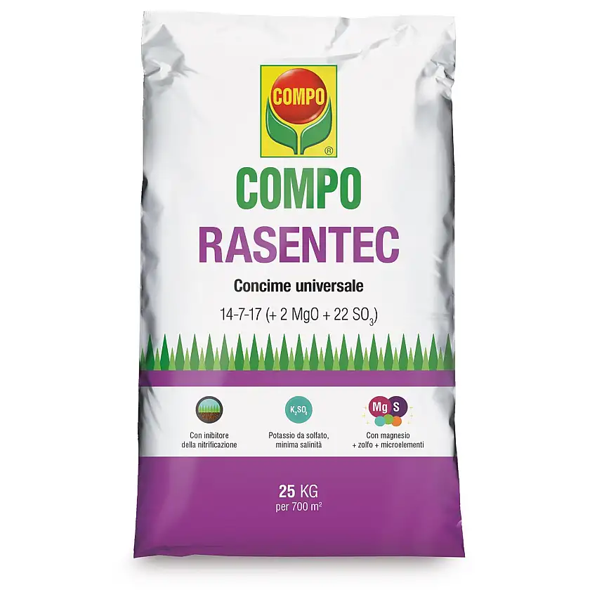 Compo rasentec concime tappeti erbosi con microelementi kg. 25 azoto fosforo e potassio