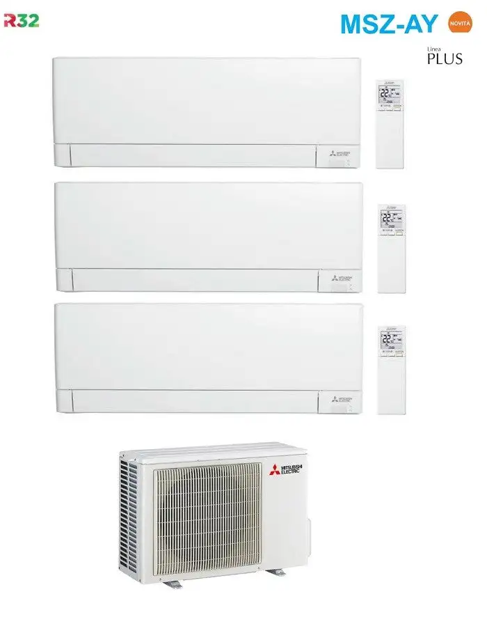 Condizionatore Climatizzatore Mitsubishi Electric Trial Split R-32 MSZ-AY 7000+9000+12000 Btu Con MXZ-3F54VF4 Wi-Fi Integrato 7+9+12