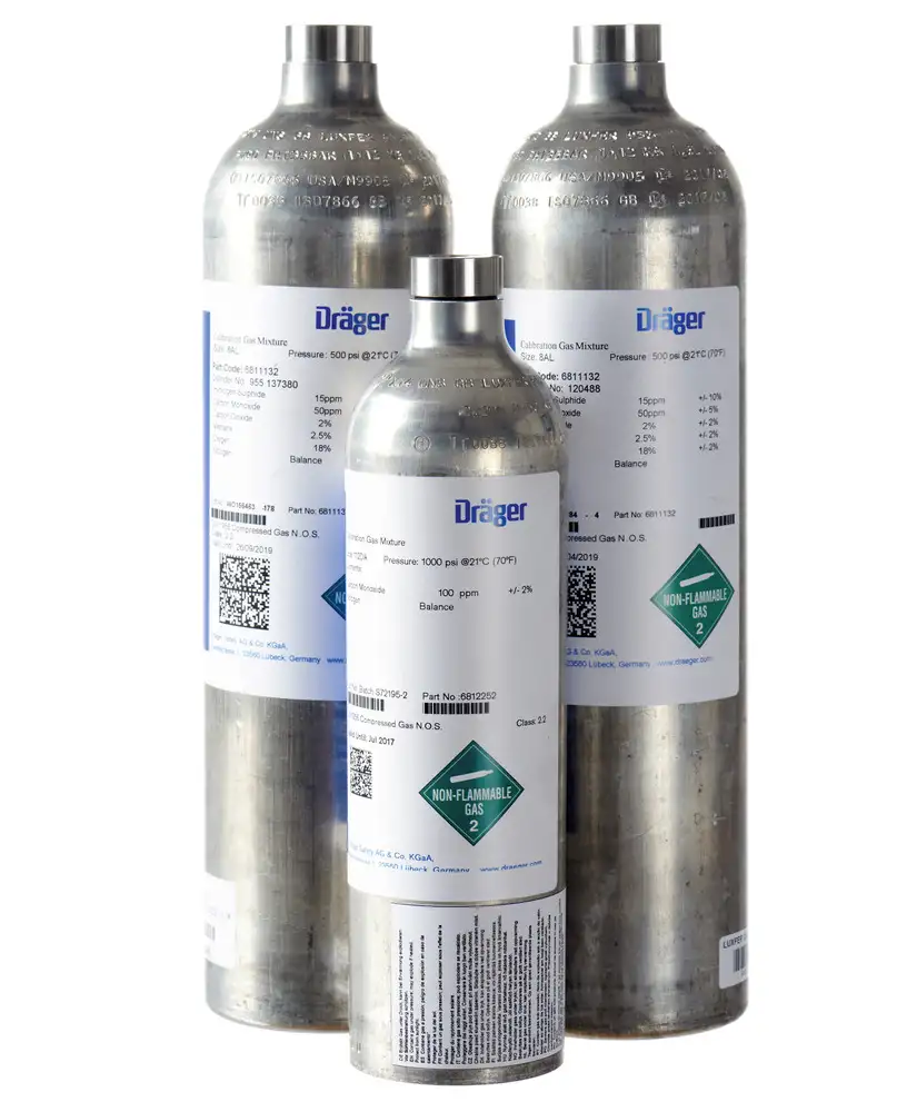 Gas di prova Dräger, 60 litri, biossido di azoto (NO2), aria, 5 ppm