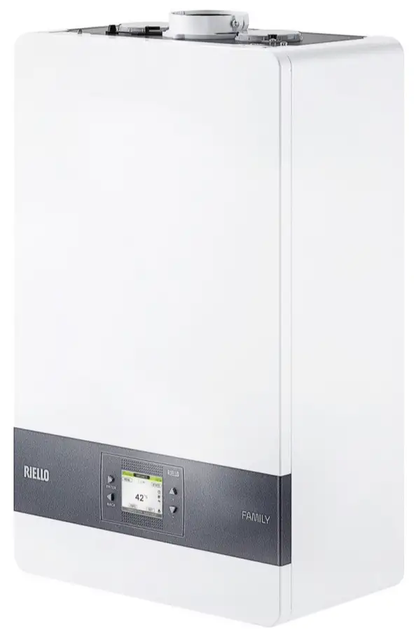 Caldaia a Condensazione Riello Family 25 KIS Cod. 20187642 25 kW Metano + Kit Fumi + Cronotermostato Hi-Comfort T100 Cod. 20193354 in Omaggio