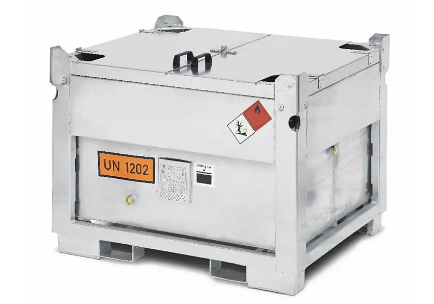 Distributore mobile diesel MDT 445 in acciaio, pompa da 12 Volt, volume 445 litri, orizzontale
