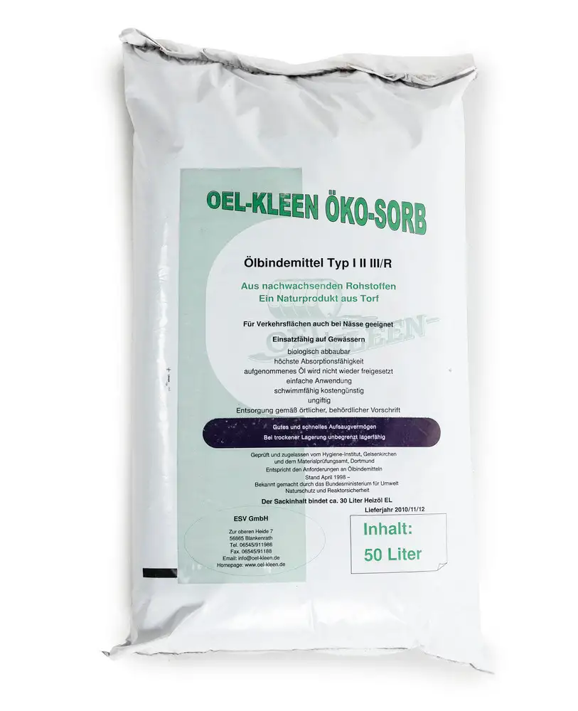 Granulato Oel-Kleen Öko-Sorb, assorbente in fibre natur., non abrasivo, galleggiante, sacco da 50 l.