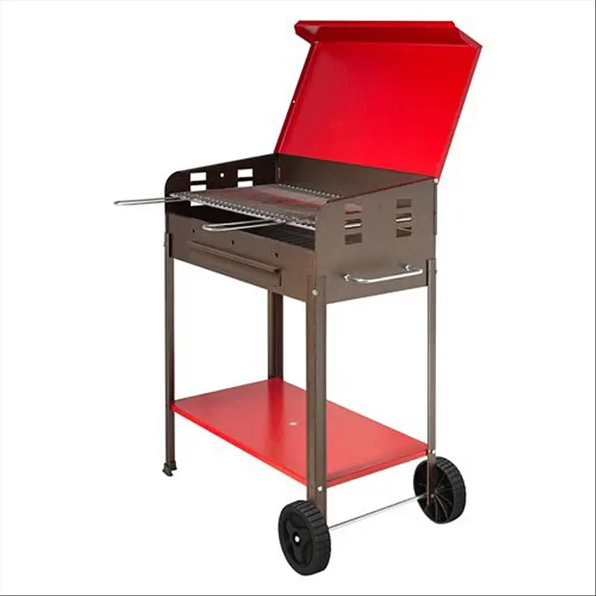 Barbecue a carbone "Vanessa" fornello con tappo e ruote, griglia regolabile Made in Italy