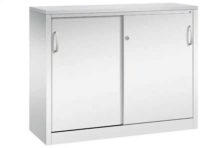 Armadio C+P Acurado con porte scorrevoli, formato madia, 1200 x 400 x 1000 mm, grigio chiaro