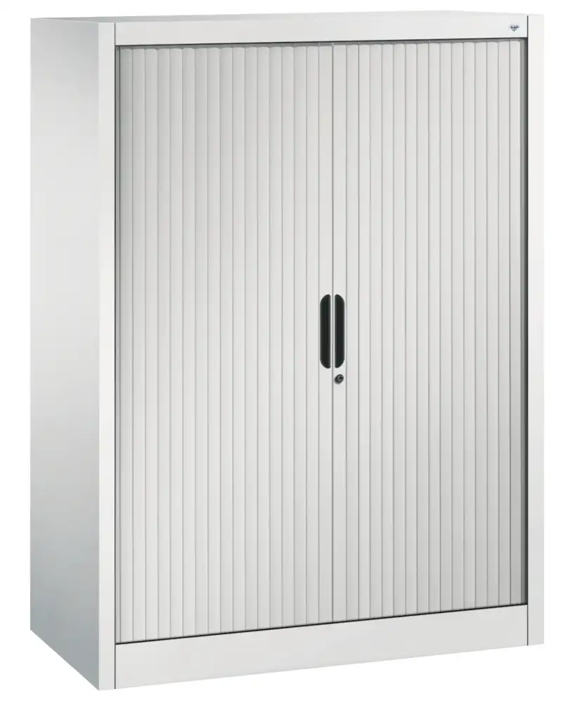 Armadio C+P Omnispace a serranda avvolgibile, formato madia, 1000 x 420 x 1345 mm, grigio chiaro