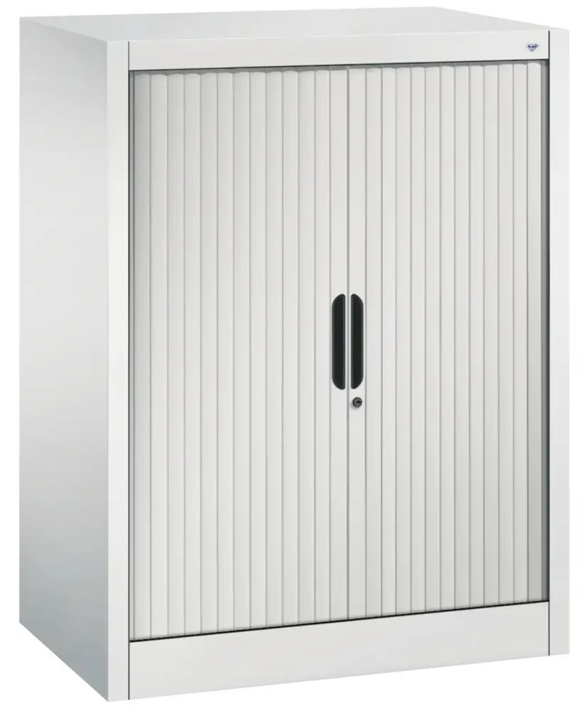 Armadio C+P Omnispace a serranda avvolgibile, formato madia, 800 x 420 x 1030 mm, grigio chiaro
