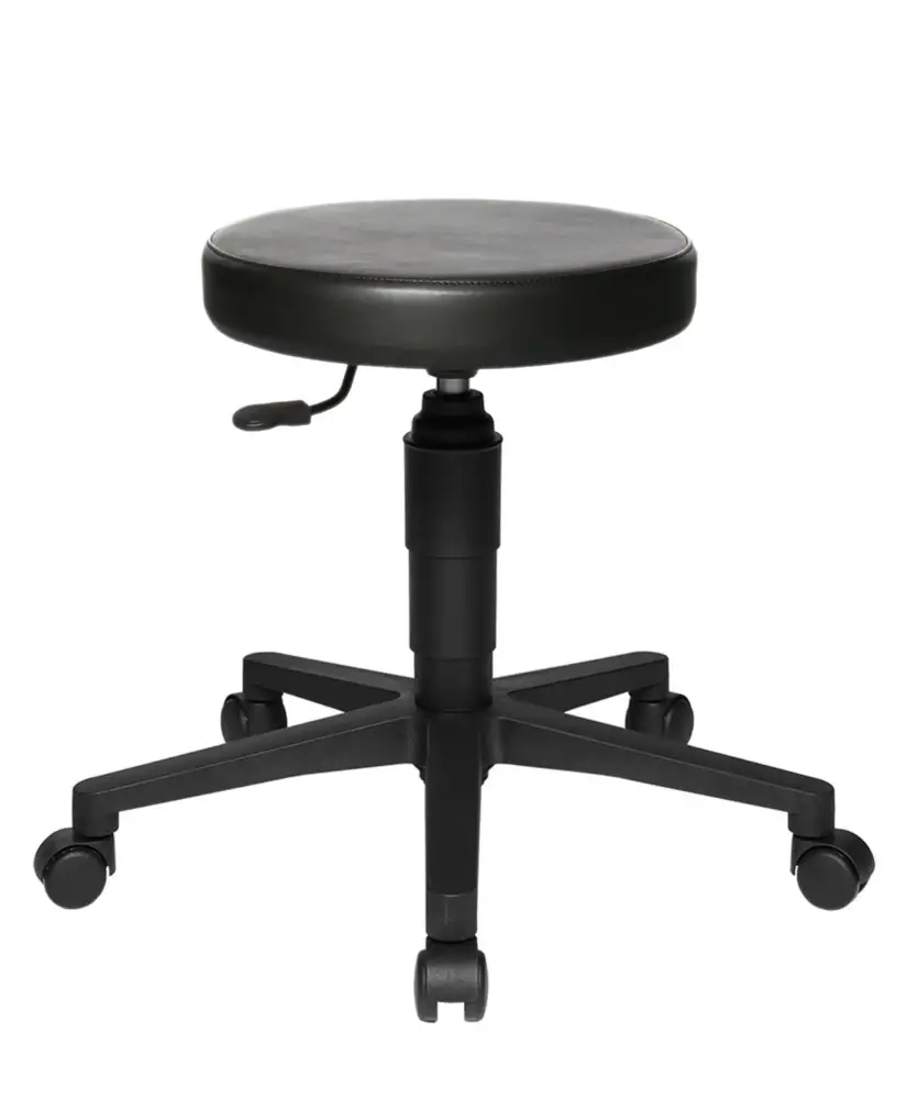 Sgabello da lavoro TopStar Tec 70, base a croce in plastica, sedile imbottito, rivestito in ecopelle