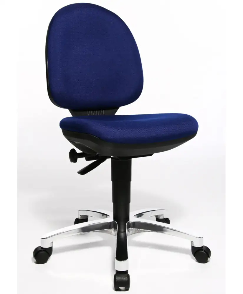 Sedia girevole da lavoro TopStar Tec 50, base a croce in alluminio, sedile in tessuto, blu