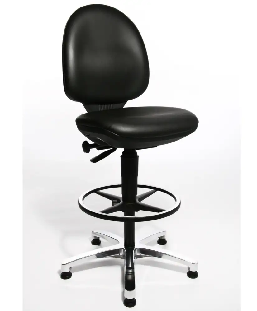 Sedia girevole da lavoro TopStar Tec 50 Counter, con base a croce in alluminio, sedile in ecopelle